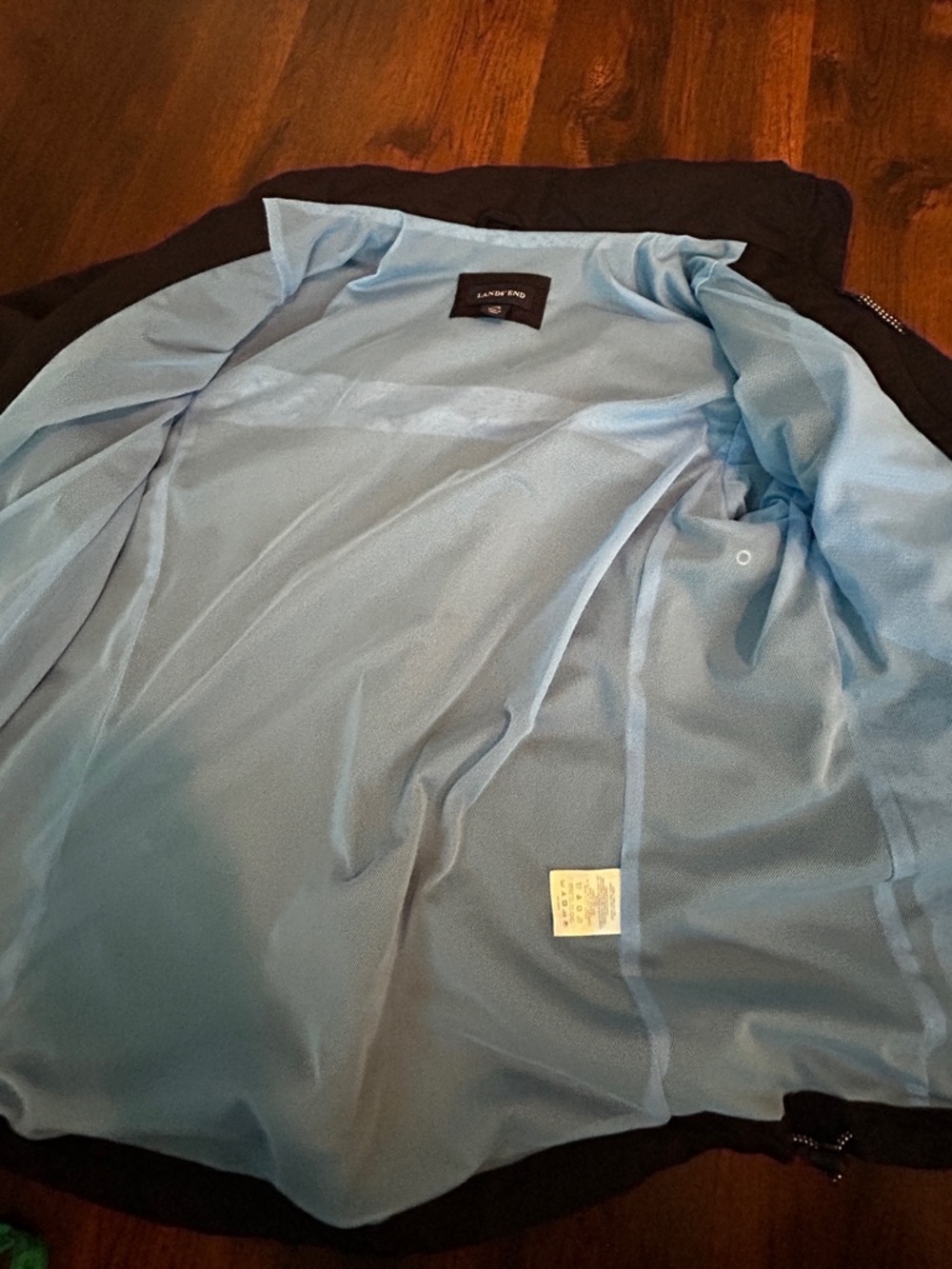 Lands’ End Navy Windbreaker Jacket Hooded Zip Medium 10-12 - Picture 6 of 10